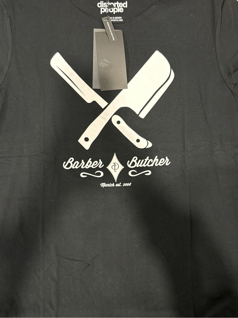 Black 'Barber Butcher' Distotrted People Graphic Tee